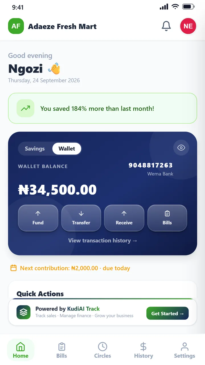 Ajo client wallet with balance and transfer options